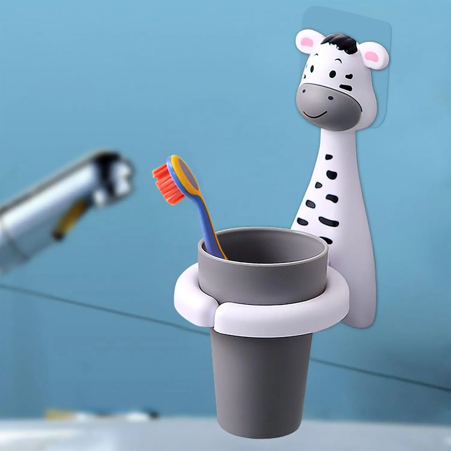

Kids Toothbrushes Holder Animal Tooth Cup Holder Wall Mounted Sucker Toothpaste Storage Set Cute Household Toothpaste Rack Mouth