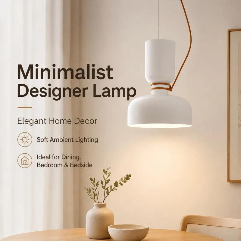 Modern Nordic Pendant Light Leather Strap Cylinder Shade Hanging Lamp for Dining Room Bedroom Cafe Kitchen Island Pendant Light