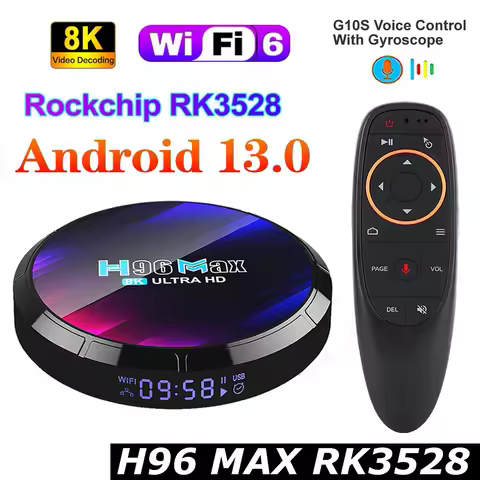 H96 MAX RK3528 Android 13 TV BOX Quad Core 2.4G 5G Wifi Support 8K Video decoding H.265 VP9 Wifi6 BT Media Player TVBOX