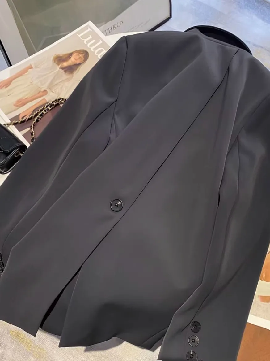 

plus Size 300 Pou Casual American Sle Men's Suit Jaet Loose Fit Ba Split Faionable Button Decorated Long Sve Coat