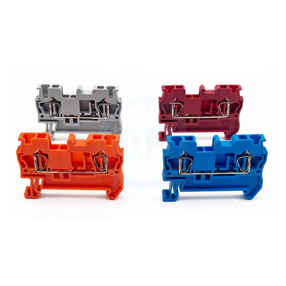 (5 pcs) ST2.5 Spring-Loaded Terminal Block Rail-Mounted Pure Copper Flame-Retardant Quick-Connect UK Screwless Terminal