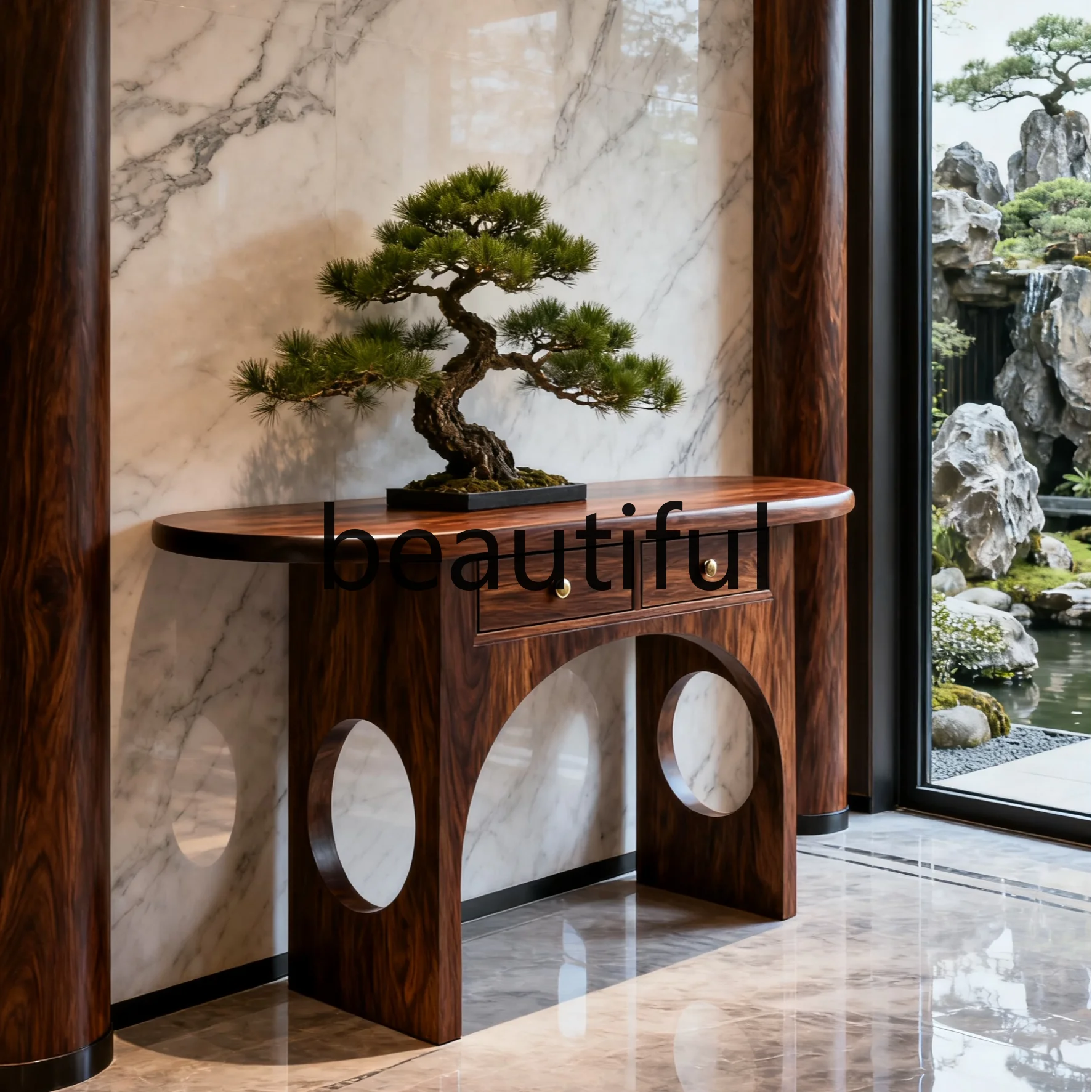 New Chinese black walnut entrance table, modern and simple, entrance table, living room, entrance cabinet