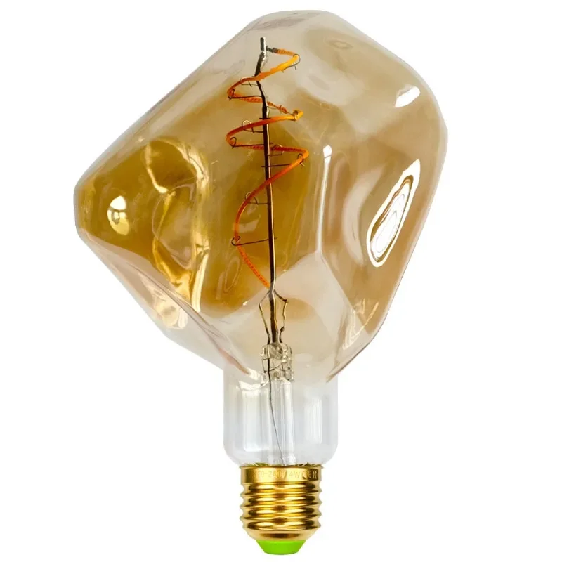 

Креативный каменный светильник, светодиодная лампа специальной формы E27, украшение для дома, светодиодная мягкая нить накаливания, 4 Вт, коричневое, серое стекло