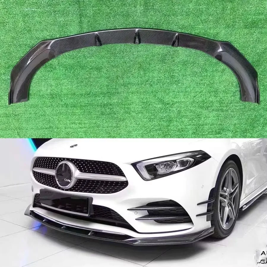 

For Mercedes Benz A Class W177 A35 A45 2019+ Carbon Fiber Car Front Bumper Lip Front lip Diffuser Front Chin Spoiler Body Kit