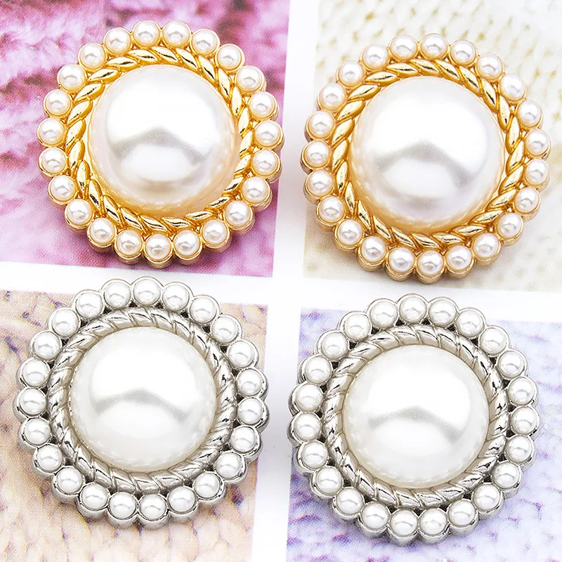 6PCS Metal pearl buttons buttons small fragrant wind high-grade cashmere coat jumper cardigan jacket blouse female clothing acce