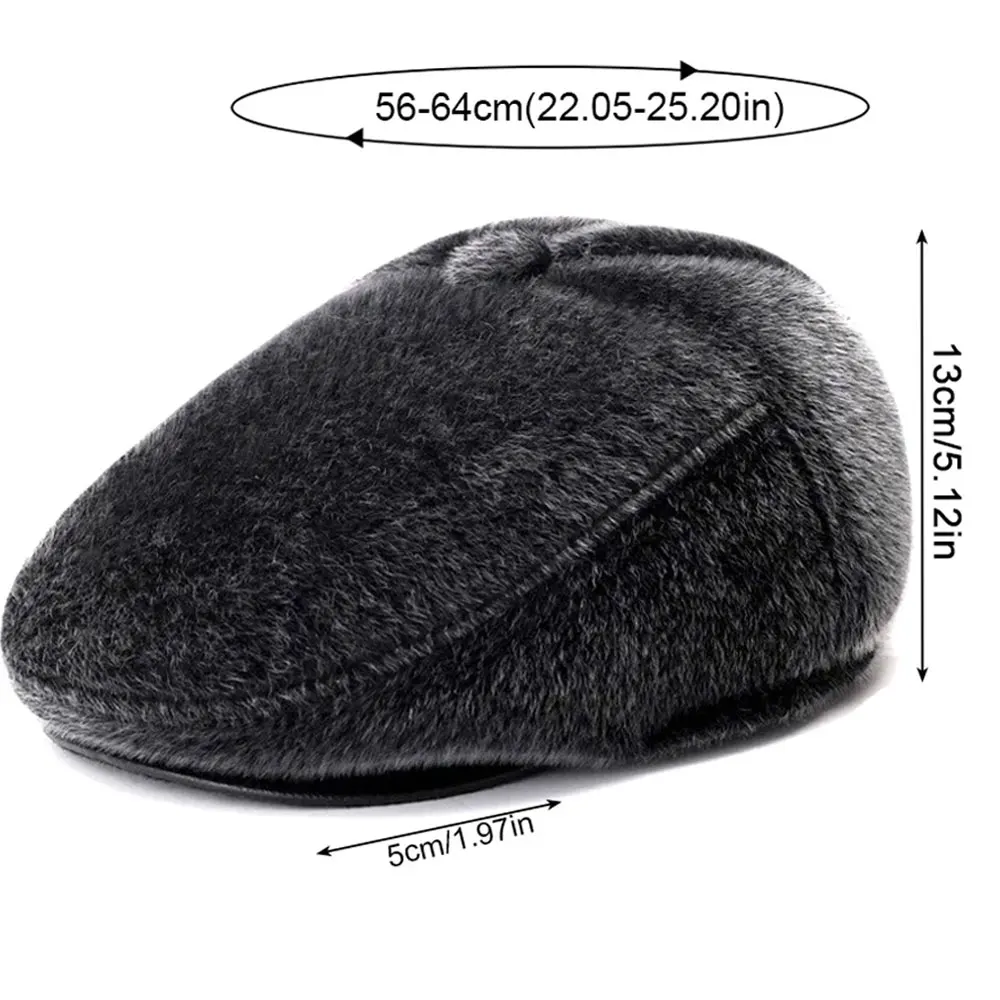 Elderly Man Hat Winter Thickened Sea Lion Hair Old Men Duck Tongue Cap Mink Hair Hats Warm Padded Cotton Forward Caps