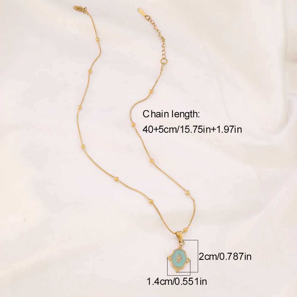 316L الفولاذ المقاوم للصدأ هندسية المينا قلادة قلادة للنساء موضة الذهب اللون سحر سلسلة الترقوة القلائد مجوهرات