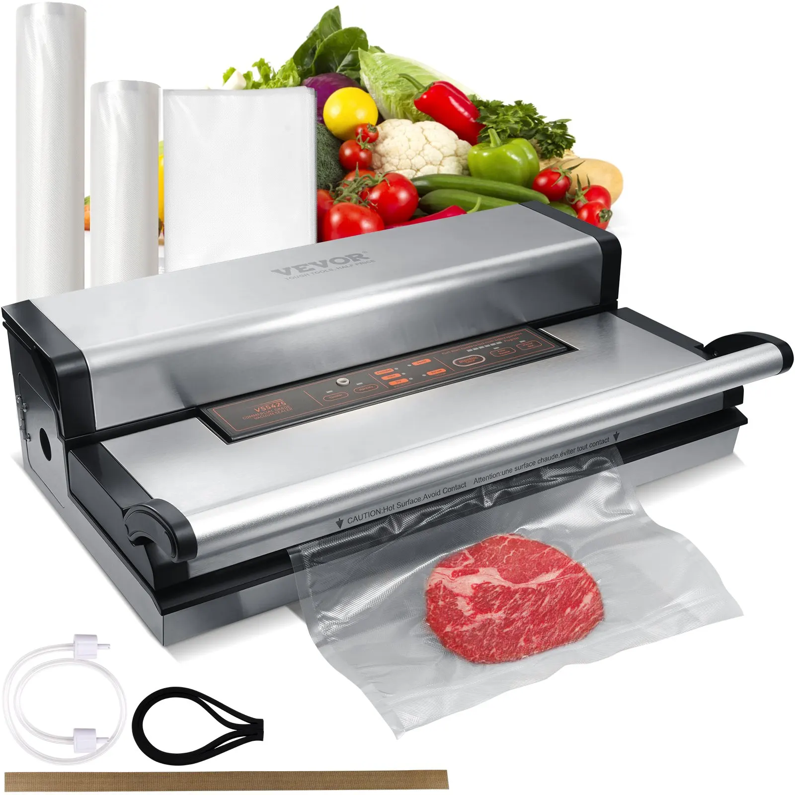 VEVOR Commercial Vacuum Sealer Machine Multifunction Automatic Food Packaging with Bag Roll Storage Cutter for Home Kitchen Use