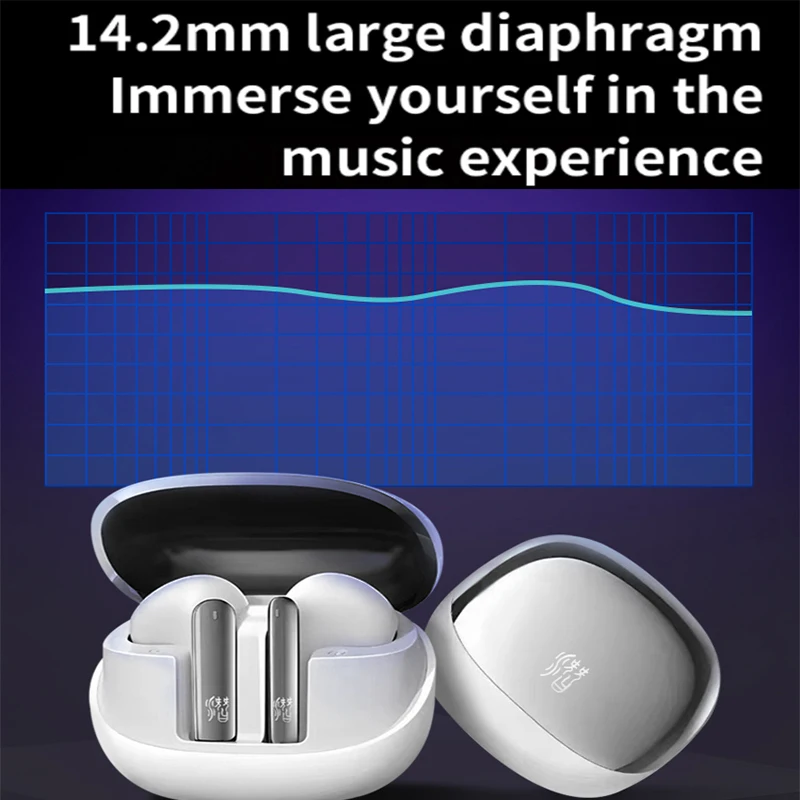 QIANYUN TS05 CVC سماعة أذن TWS لاسلكية للحد من الضوضاء مع سماعات أذن بلوتوث 5.4 وميكروفون AI HD كشف داخل الأذن