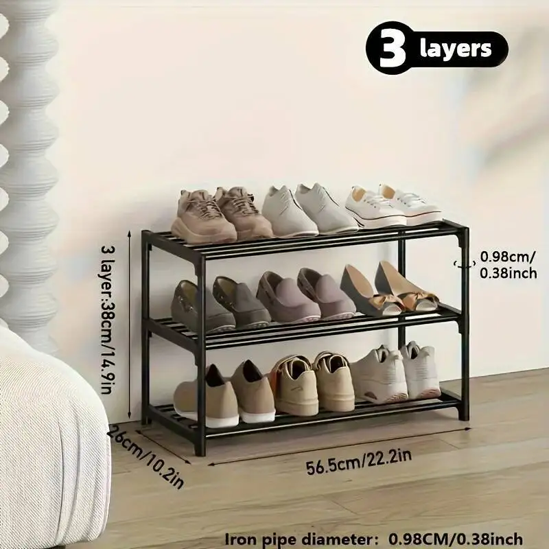 Rack durável de três camadas, recipiente de armazenamento de sapatos fácil de montar, adequado para entrada de casa, 1 peça