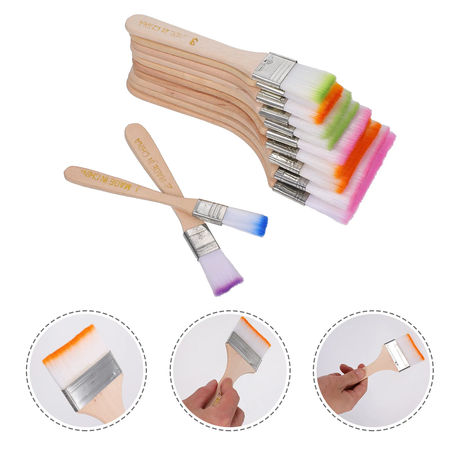 

12Pcs Oil Painting Brush Set Wooden Handle Nylon Hair Flat Paint Set Drawing Brush Art Craft Paint Brushes Multi-Purpose
