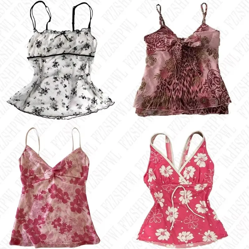 

Vintage 2000s Y2K Women's Suspenders Harajuku Emo Girls Cute Summer New Streetwear Chic Aesthetic Rock Gothic Sexy Punk Tank Top