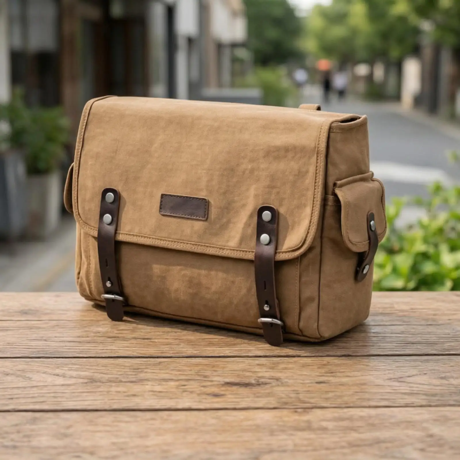 Retro Motorcycle Storage Pouch Oil Wax Canvas Side Bag Khaki for Bike Accessories Motorcycle Saddle Travel Organizer