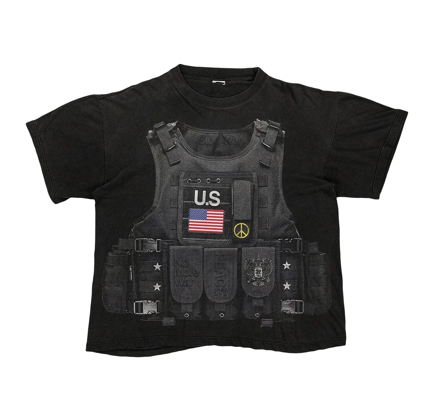 American Style Bulletproof Vest Graphic T Shirts Casual Short Sleeve Oversize T shirt Cotton Streetwear Y2k Tops Men Clothing