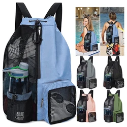 Mesh Swim Bag Drawstring Backpack with Wet Pocket Multipurpose Lightweight Beach Backpack for Swimming, Gym, and Workout Gea
