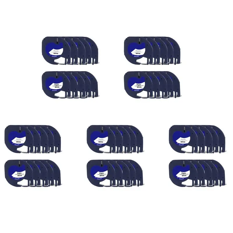Efficient 50Pcs Label Maker Refills For Dymo Letratag Refills 12Mm X 4M White Plastic Label Tape For Letra Tag Plus LT Label Mak