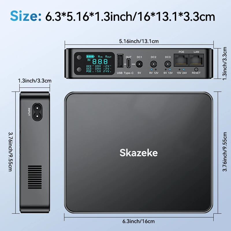 18000mAh 10400mAh UPS Backup Battery DC 5V 9V 12V Uninterruptible