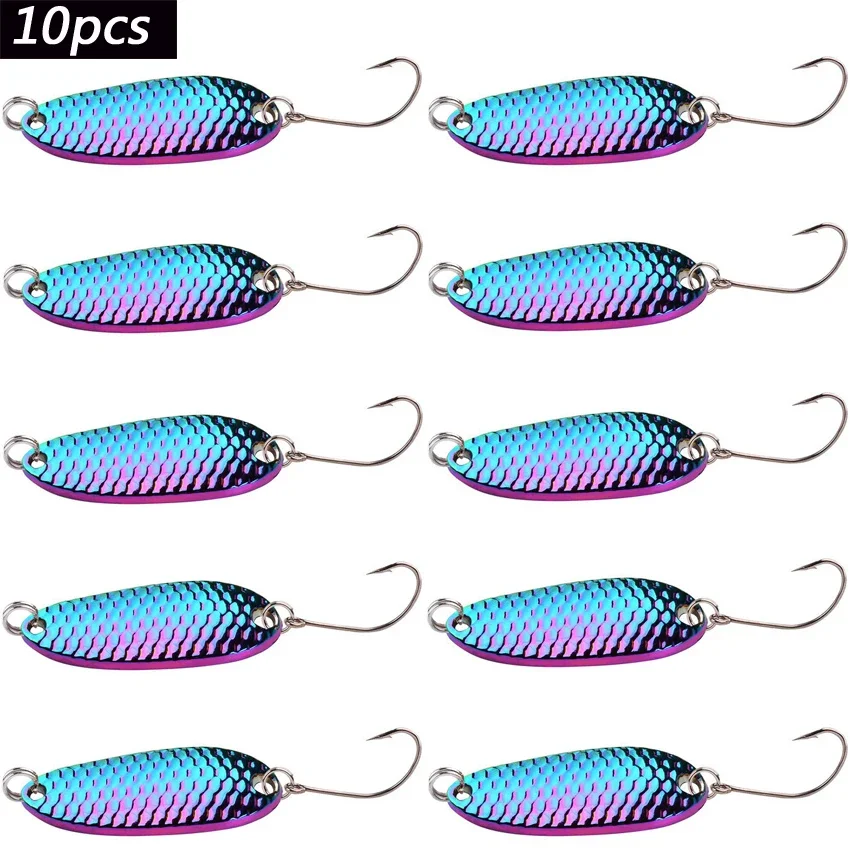 10pcs Metal Fishing Spoon Lures Bait 1.5g 2.5g 3.5g 5g Fishing Lure Pesca Lures Crankbait Spinner For Trout Perch Chub Salmon