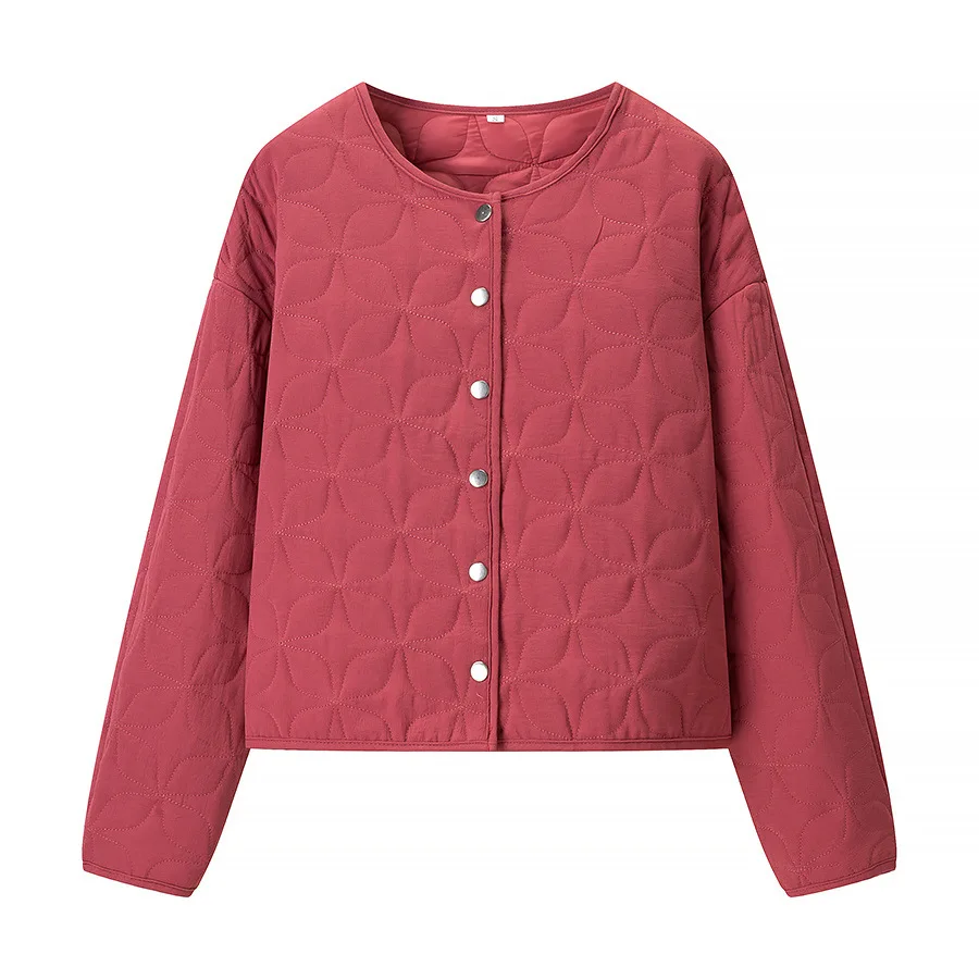 Modische multifunktionale Damenjacke, Winter, einfach, vielseitig, Rundhalsausschnitt, Steppmantel, lange Ärmel, Reißverschluss, Steinmuster, Oberbekleidung