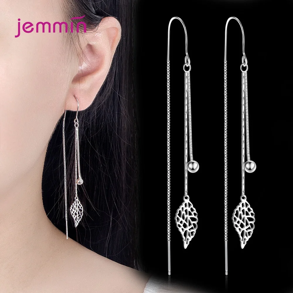 925 Sterling Silver Trendy Leaf Shape Statement Drop Earrings For Women Girls Anniversary Gift Fashion Jewelry Wholesale