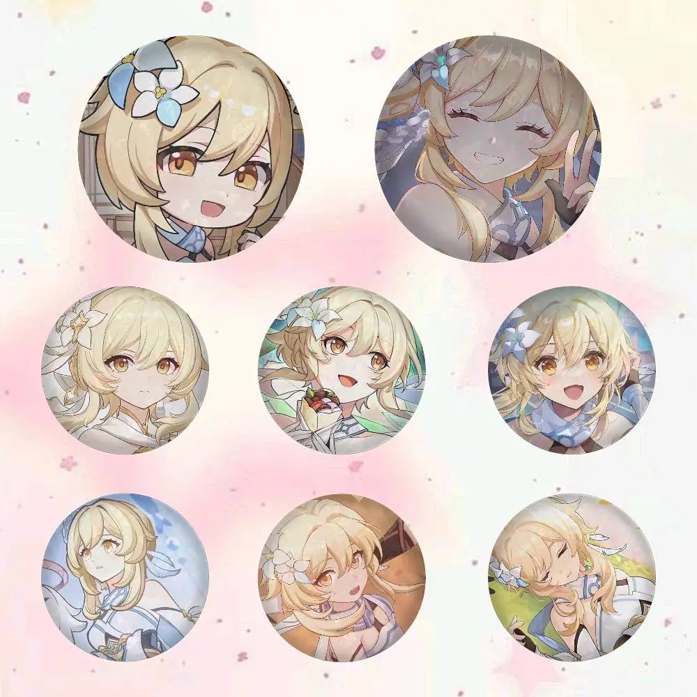 Lumine Genshin Badges 25 32 44 58 75 Mm Round Cosplay Pin Bag Decor Fans Collect Friends Gifts Brooch Souvenir