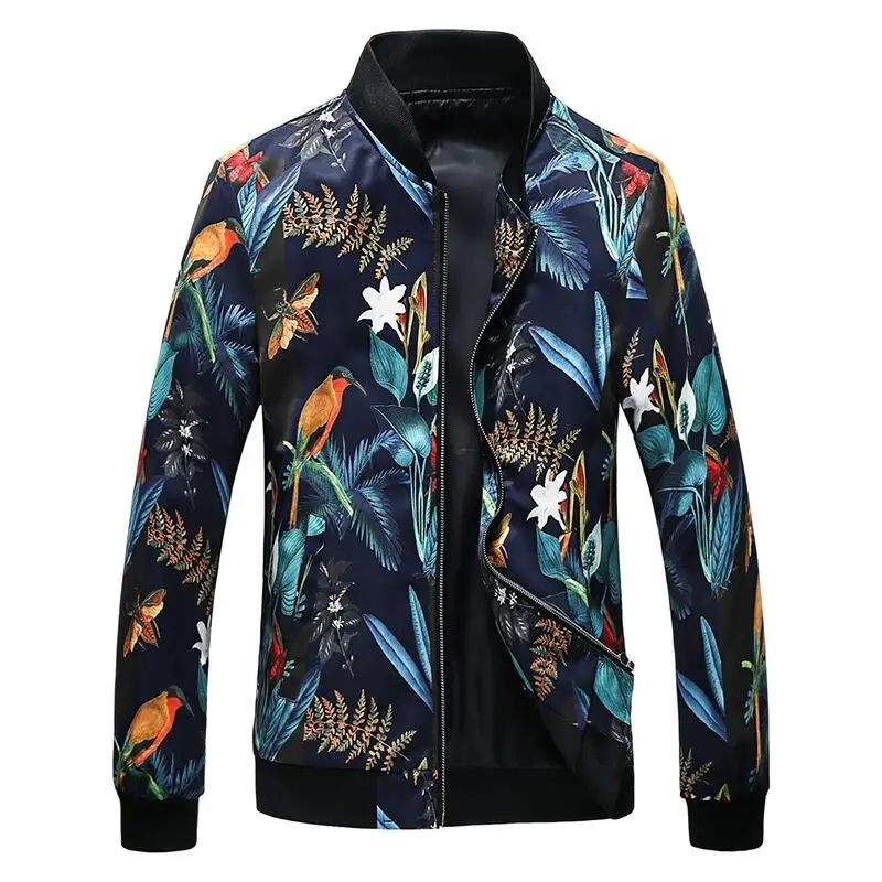 Plus Size 6XL-M 2024 Autumn New Printed Jacket Fashion Slim Fit Mens Casual Bomber Jacket Cardigan Zipper Coats Windbreaker Coat