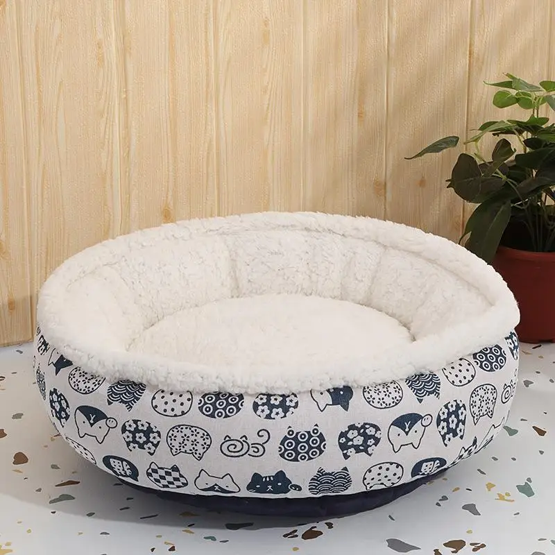 

Круглая подстилка для кошек, подстилка для собачьего туалета, подстилка для собачьего туалета, Плюшевые аксессуары для домашних животных на зиму