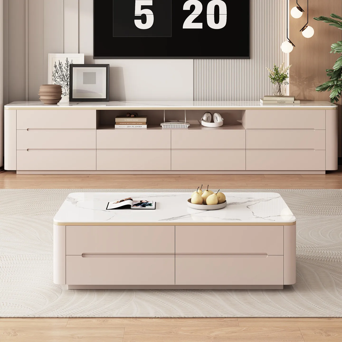 LMM floor TV cabinet coffee table combination modern simple small apartment household living room high floor locker