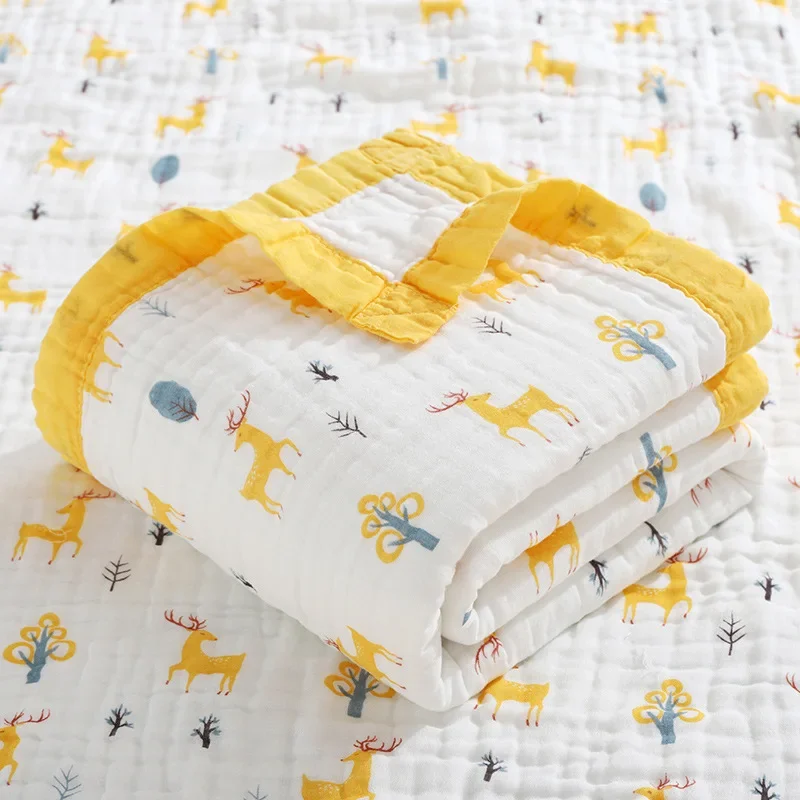 Baby blanket cartoon print 100% cotton 6-layer bath towel hug quilt children\'s towel quilt baby swaddle blanket swaddle  bedding