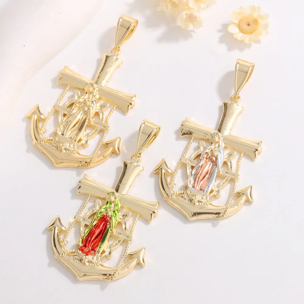 

Ruixi Fashion New Religious Catholic Virgin Mary Personality Three-color Hip-hop Necklace Pendant Suitable for Party Gifts