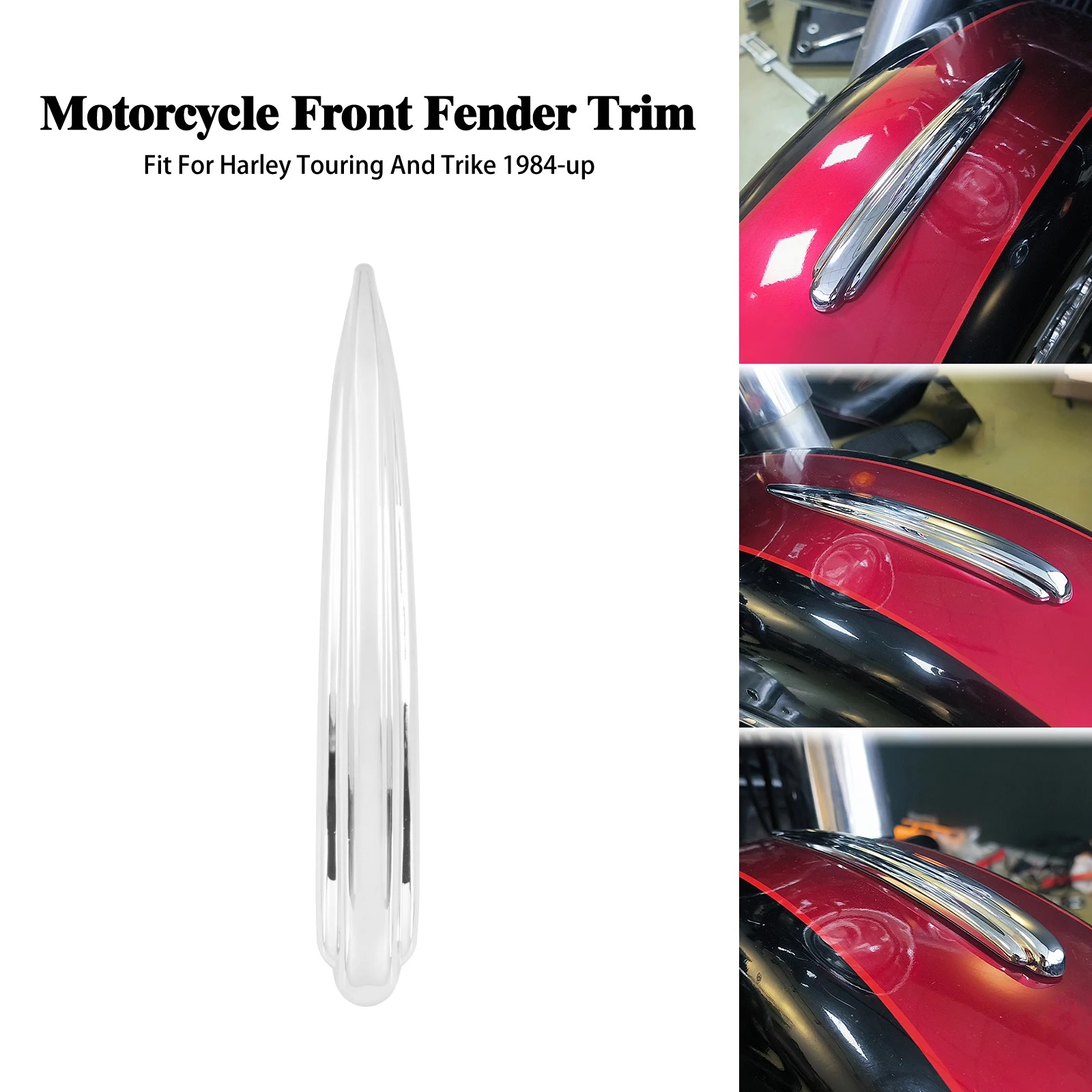 

Motorcycle Chrome Front Fender Trim For Harley Softail 1986-2017 Dyna Touring Trike Street Road Glide FLHX FLHR FLHT 1984-2023