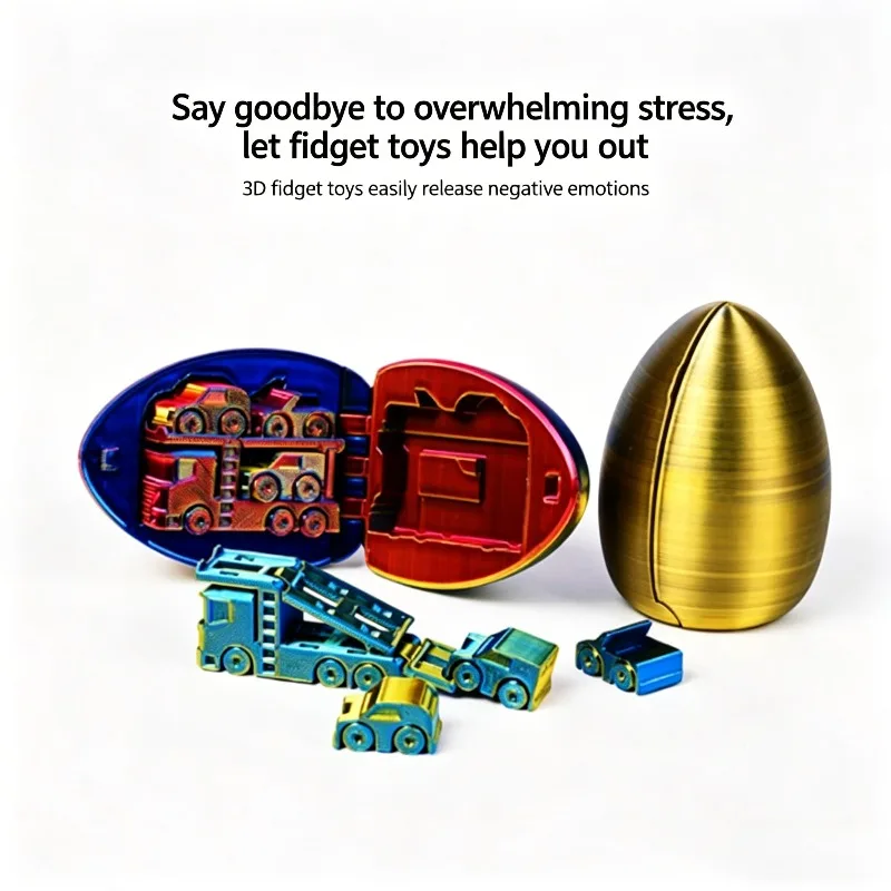 3D Printed Car Egg Toy Detachable Transportation Ornament DIY Assembly Model Kids Birthday Gift Home Decor