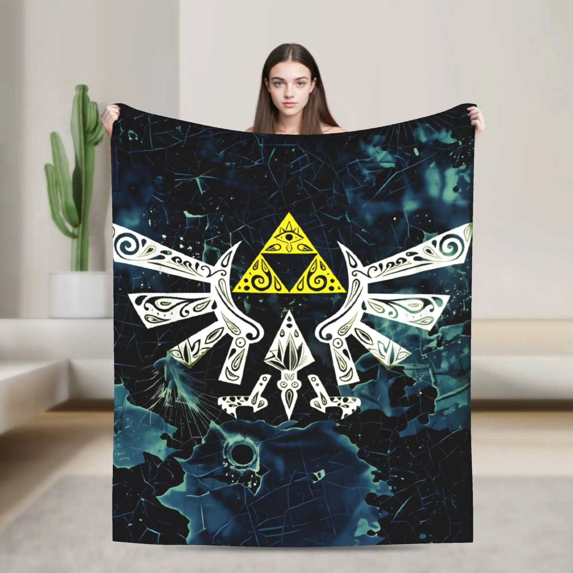 Cute Z-Zeldas Game Warm Blanket  Picnic Plush Bedding Throws Street Trend Outdoor Flannel Bedspread Sofa Bed Cover