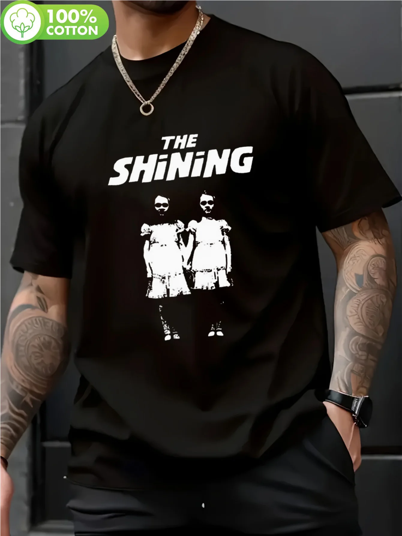 

Men's The Shining Horror Movie Graphic T-Shirt - Black Tee with Iconic Print, Regular Fit Crew Neck Short Sleeve for Casual Wear
