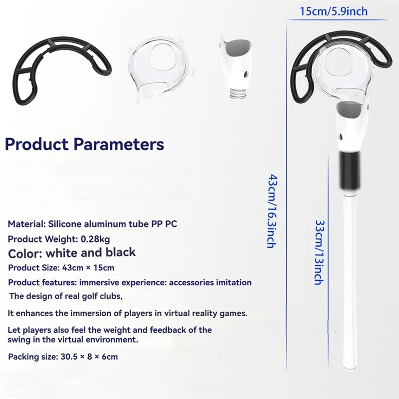 Golf Club Attachment For Meta Quest 3 Non-Slip VR Golf Handle Grip For Golf Tennis Baseball Kayak Game Accessories