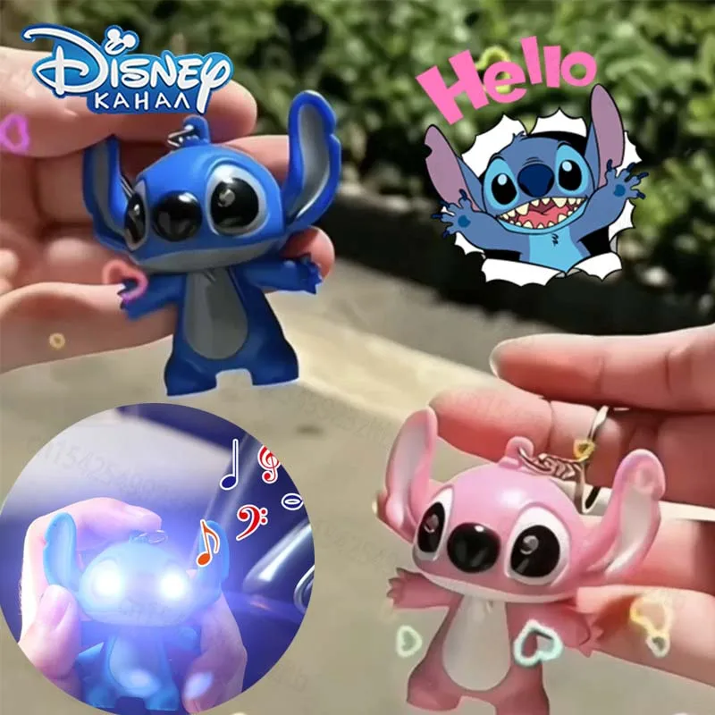 

Disney Stitch Keychain Cartoon Cute Anime Schoolbag Couple Charm Anime Glowing Night Light Luminous Toys for Children Gifts