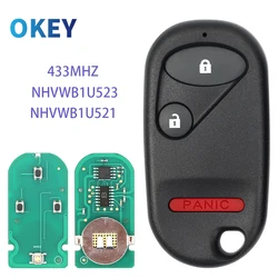 Okey Remote Car Key 2+1 Button 433MHZ For Honda Civic 2001 -2005 NHVWB1U523 Keyless Entry NHVWB1U521