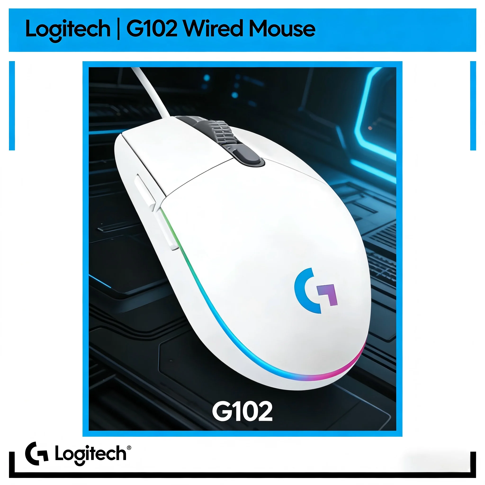 

Logitech G102/G203/G304/G305 Wired Gaming Mouse LIGHTSYNC RGB Custom 8000 DPI 6 Buttons Braided Cable Gamer Mouse