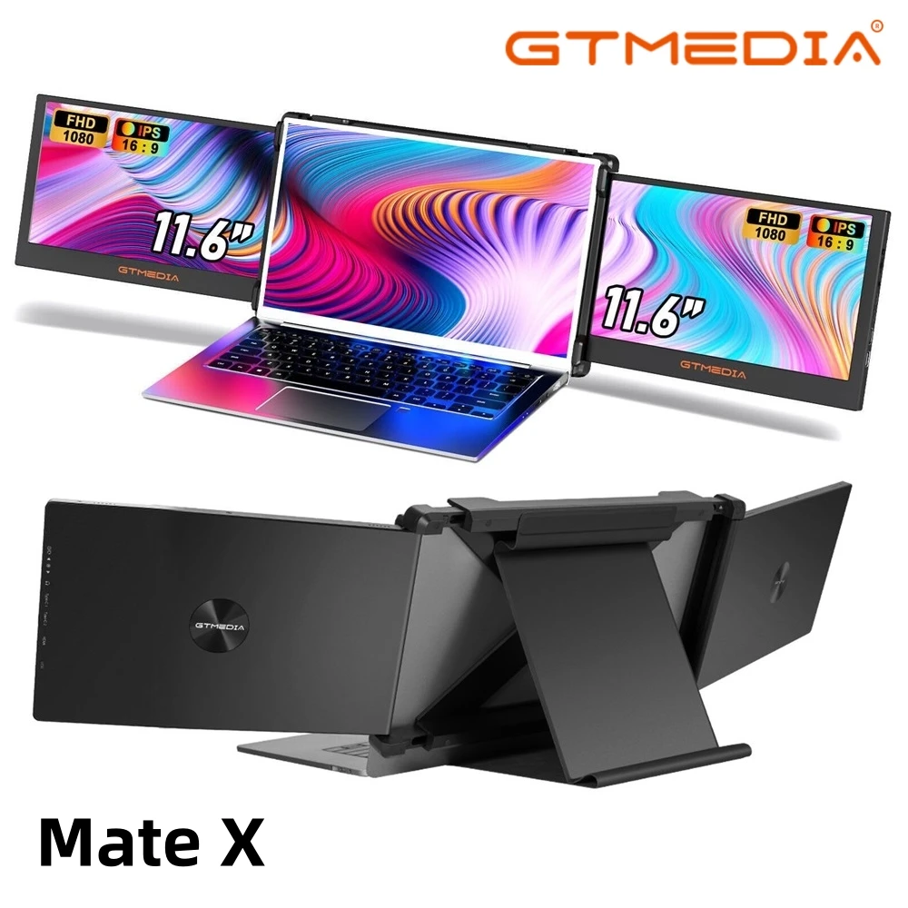 

3,5-дюймовый портативный монитор GTMEDIA 11,6*1920 IPS FHD, тройной двойной расширитель, экран с полным обзором, складной дисплей для 1080-13,0 дюймовых ноутбуков