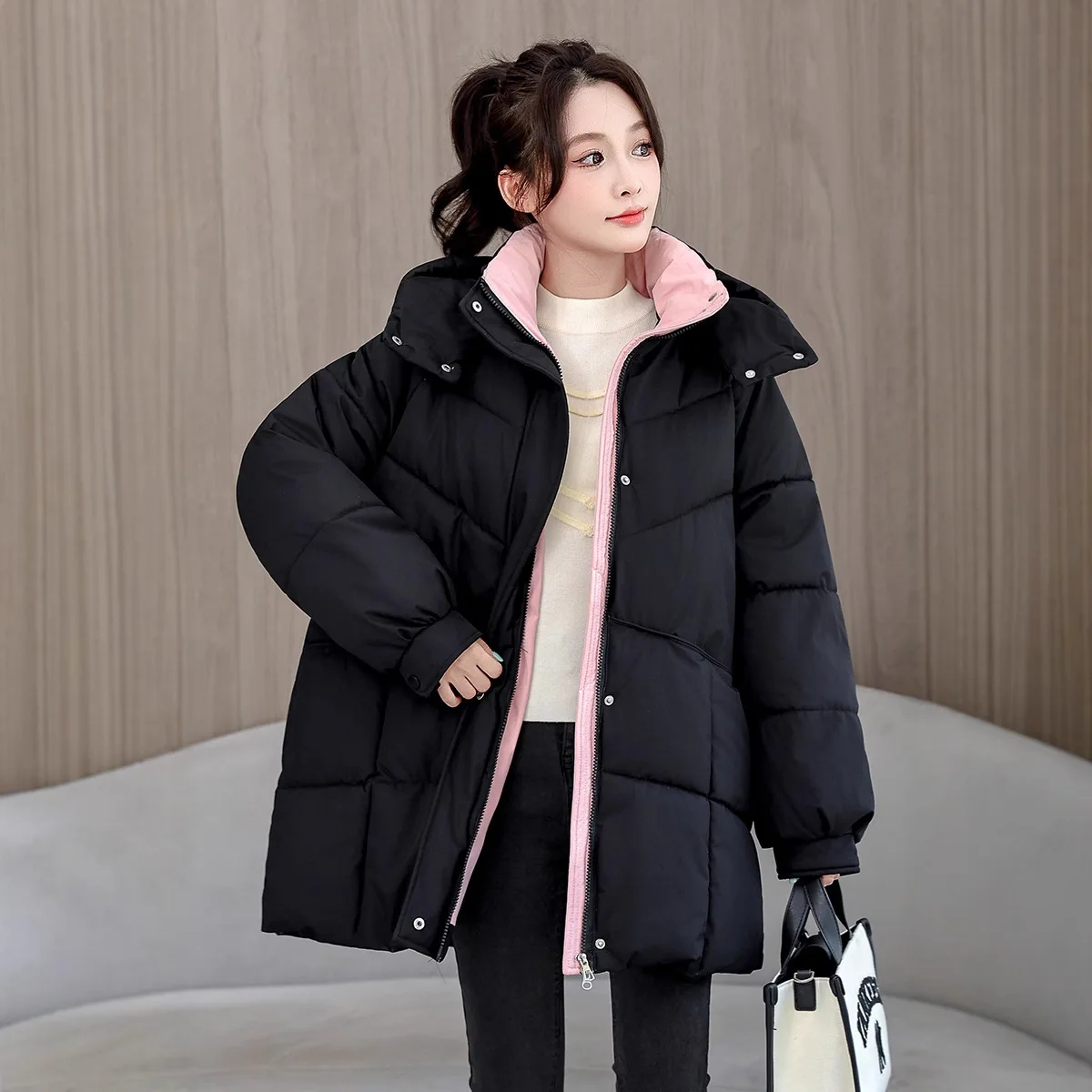 Novo outono/inverno feminino 2026 novo engrossado pão quente robe médio a longo comprimento casaco