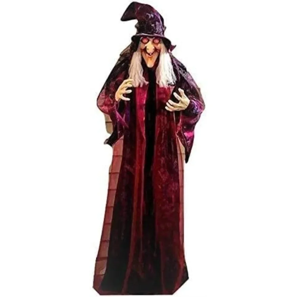 

Sound Activation and Red Eyes for Outdoor & Indoor Decor , Spooky and Scary Flying Animatronic Witch for Halloween Decorations