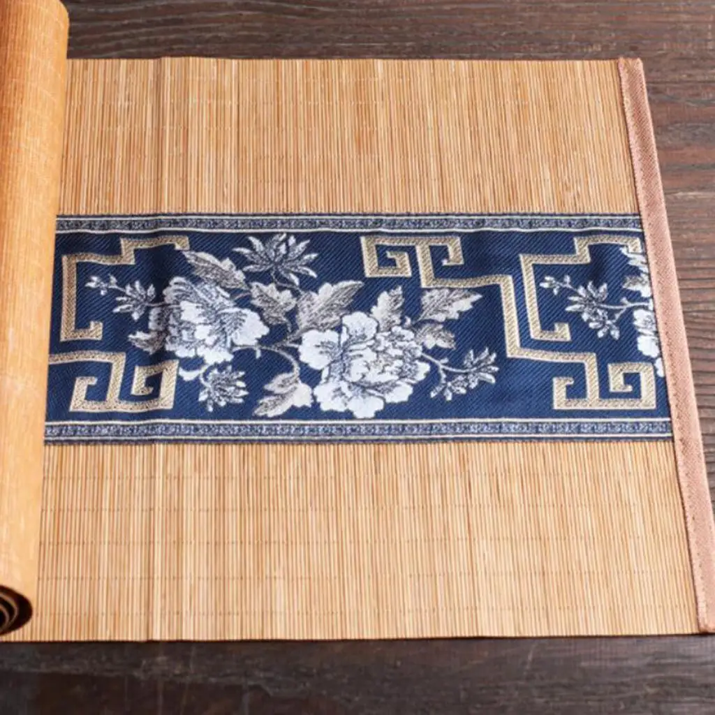 Rectangular Bamboo Table Runner Heat Insulated Pad for Tea Party Decor Elegant Tablemat Slat Placemat