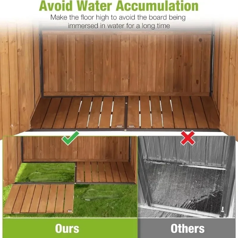 

4.6x2.42 Foot Outdoor Storage Shed, Surrounded By Metal Frame with Adjustable Shelves, Wooden Tool Room Outdoor Storage Shed