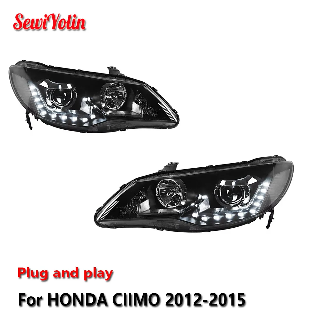 

Автомобильные светодиодные фары в сборе для HONDA CIIMO 2012-2015, автоматические противотуманные фары DRL, стоп-сигнал поворота, лампа Plug and Play