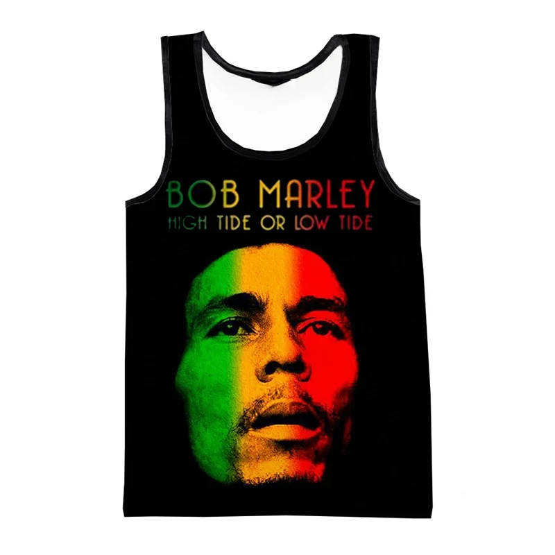 Summer New Hot Singer Bob Marley Vest 3D Hip Hop Trendy Men\'s Sleeveless Tank Tops Reggae Music Top Fitness Oversized Streetwear