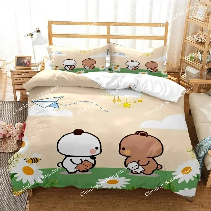 

Cute Bubu Dudu Cartoon Bear Panda Duvet Cover Kawaii Bedding Sets Soft Quilt Cover and Pillowcases SingleDoubleQueenKing Boys