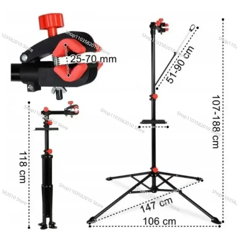 Adjustable Bicycle Repair Stand, Portable Folding Bike Maintenance Rack with Height Display, Heavy Duty Cycling Work Stand