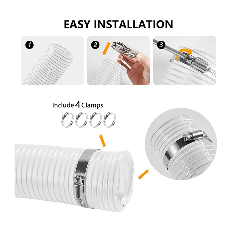 AT02-PVC Dust Collection Hose & 2 1/2In Ports 10Ft,Dust Collection Hose, PVC Fume Collection Hose For Dust Collection Systems