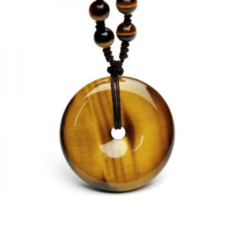 

Yellow , Tiger Eye Stone Peace Jade Pendant, Ancient Style Couple's Necklace for Men and Women, Fre