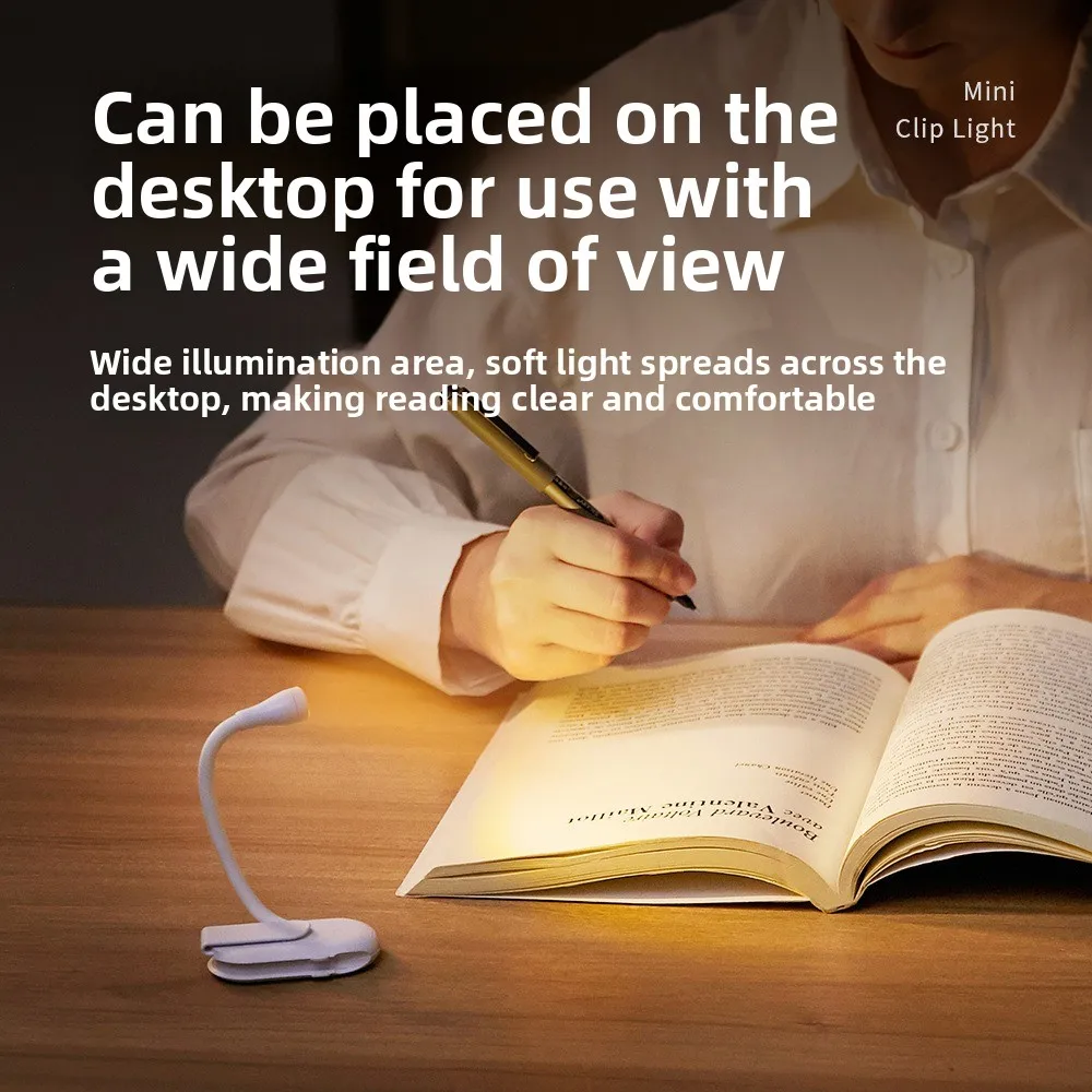 USB Rechargeable Mini LED Desk Lamp - Dimmable Clip-On Night Light for Reading Portable Dual-Use Creative Gift